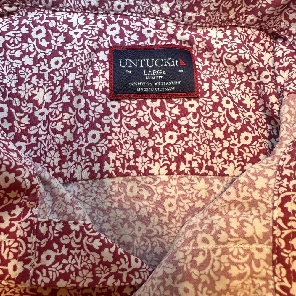 UNTUCKit Chaddsford Berry SS Slim Fit Button Down Shirt Size Large - Picture 5 of 6